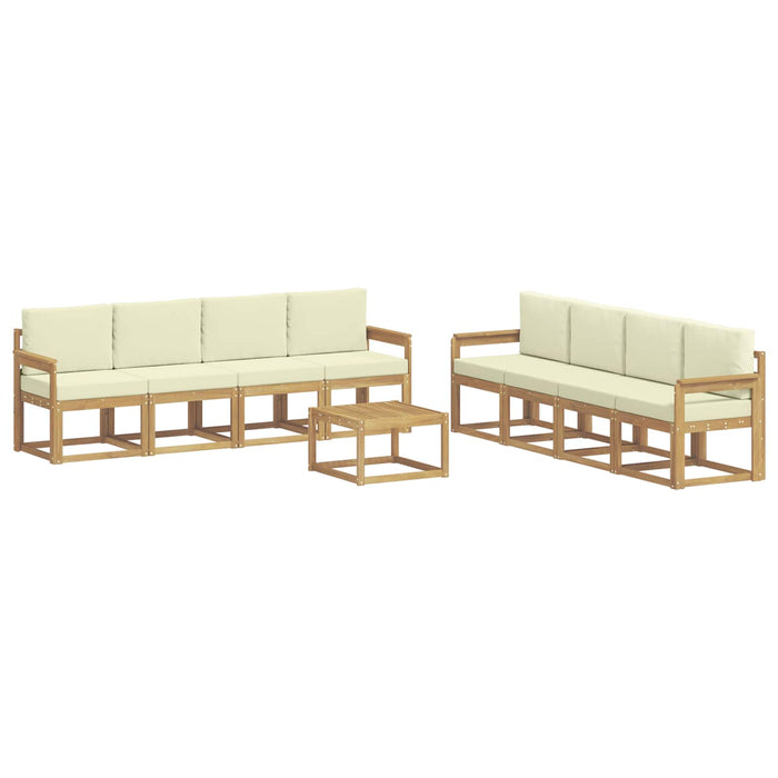 Set de canapele de exterior cu pernă 9 pcs Alb și crem WALTI