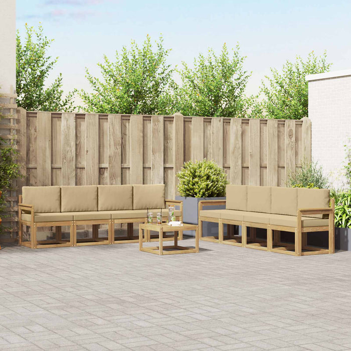 Set de canapele de exterior cu pernă 9 pcs Alb și Bej WALTI