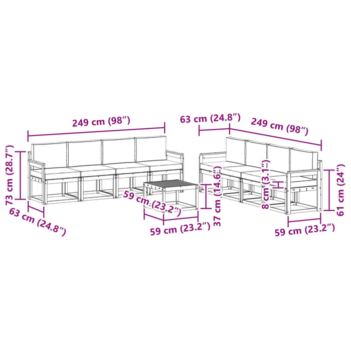 Set de canapele de exterior cu pernă 9 pcs Alb și Bej WALTI