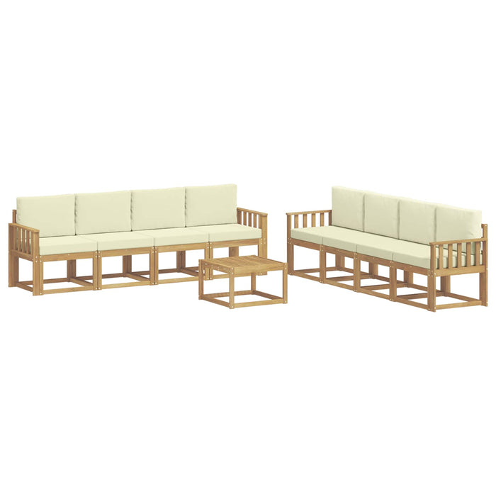 Set de canapele de exterior cu pernă 9 pcs Alb și crem WALTI