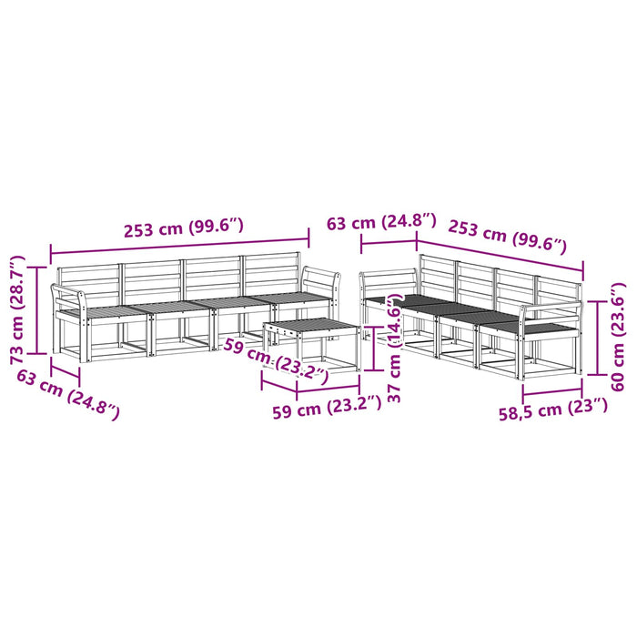 Set de canapele de exterior 9 pcs Alb 59 x 59 x 37 cm - WALTI WALTI