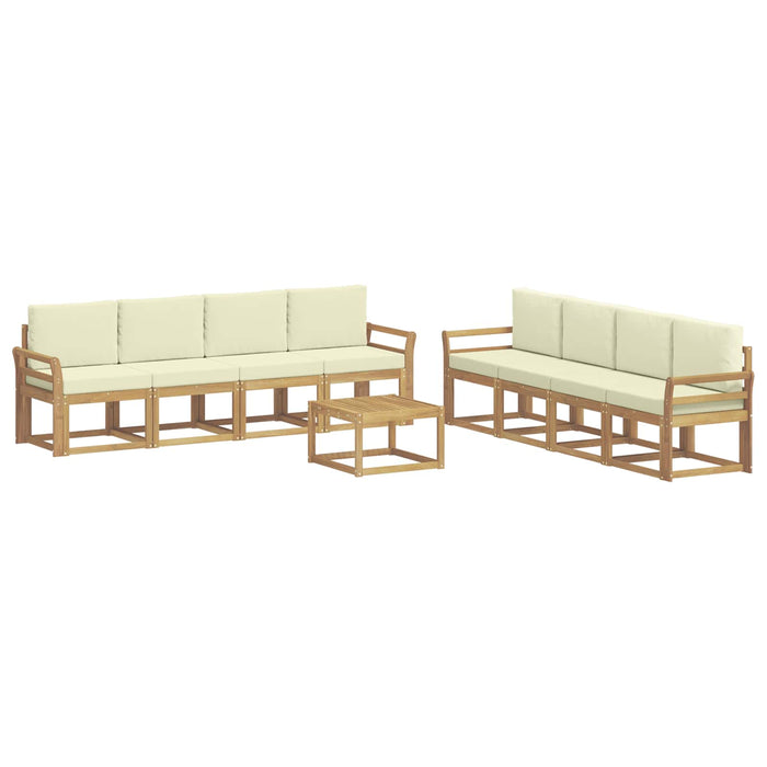 Set de canapele de exterior cu pernă 9 pcs Alb și crem WALTI