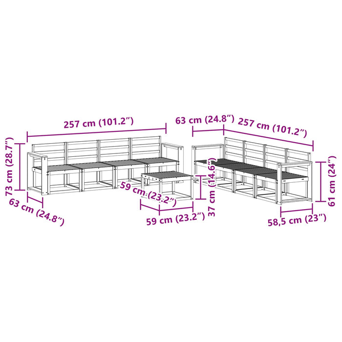 Set de canapele de exterior 9 pcs Alb 59 x 59 x 37 cm - WALTI WALTI