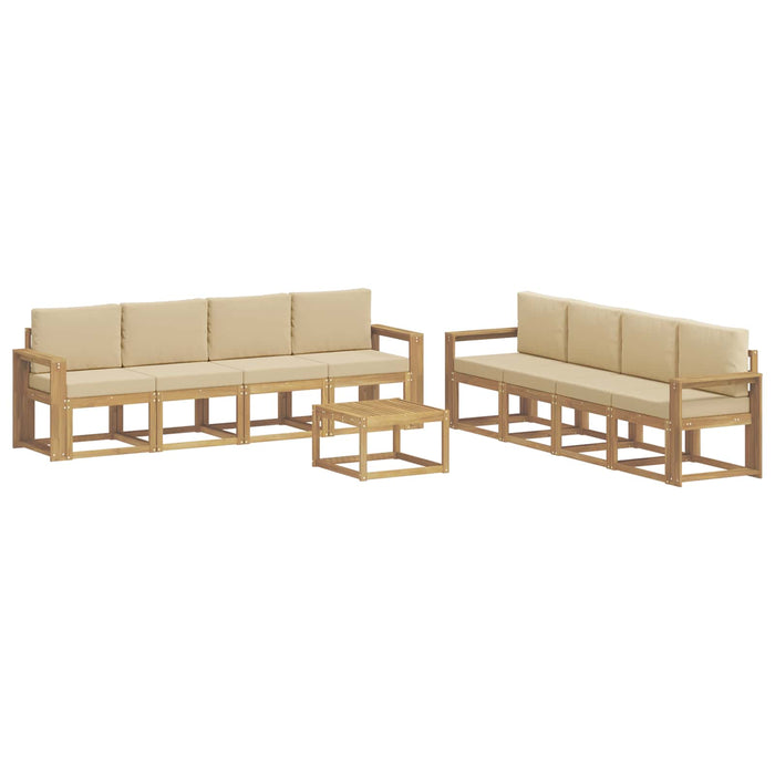 Set de canapele de exterior cu pernă 9 pcs Alb și Bej WALTI