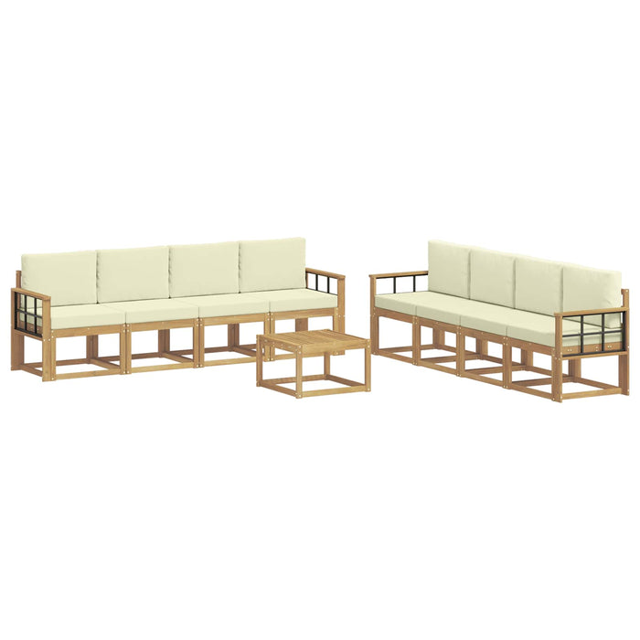 Set de canapele de exterior cu pernă 9 pcs Alb și crem WALTI