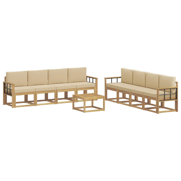 Set de canapele de exterior cu pernă 9 pcs Alb și Bej WALTI