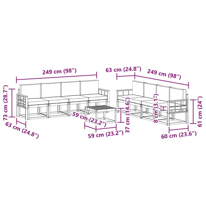 Set de canapele de exterior cu pernă 9 pcs Alb și Bej WALTI