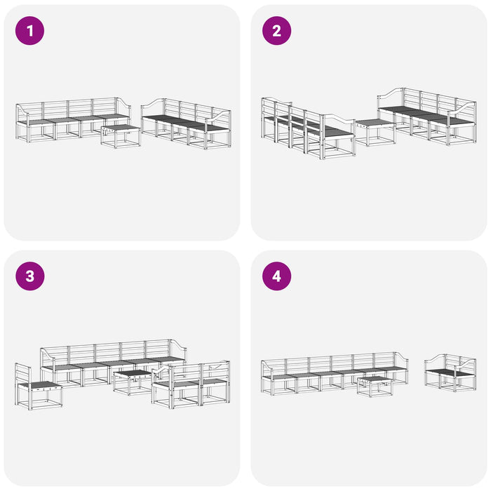 Set de canapele de exterior 9 pcs Alb 59 x 59 x 37 cm - WALTI WALTI