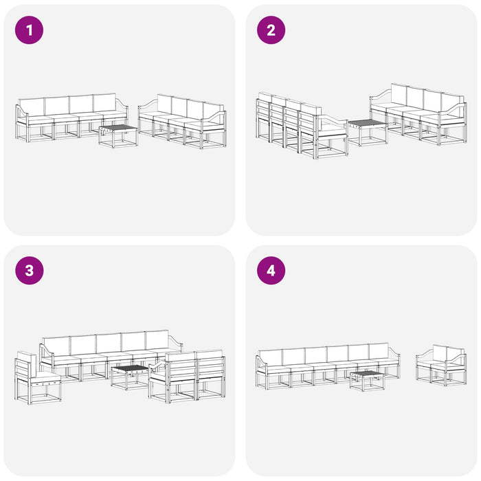 Set de canapele de exterior cu pernă 9 pcs Alb și Bej WALTI