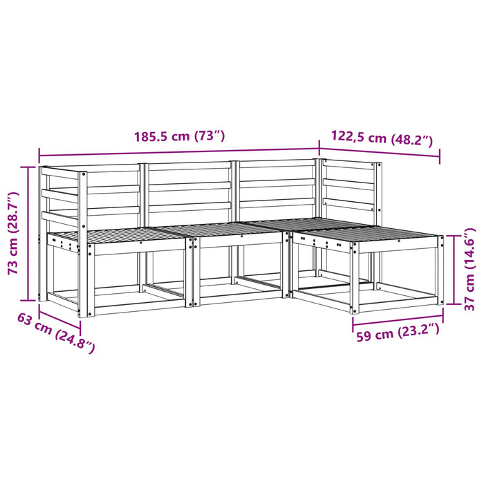 Set de canapele de exterior 4 pcs Alb 185,5 x 122,5 x 73 cm WALTI