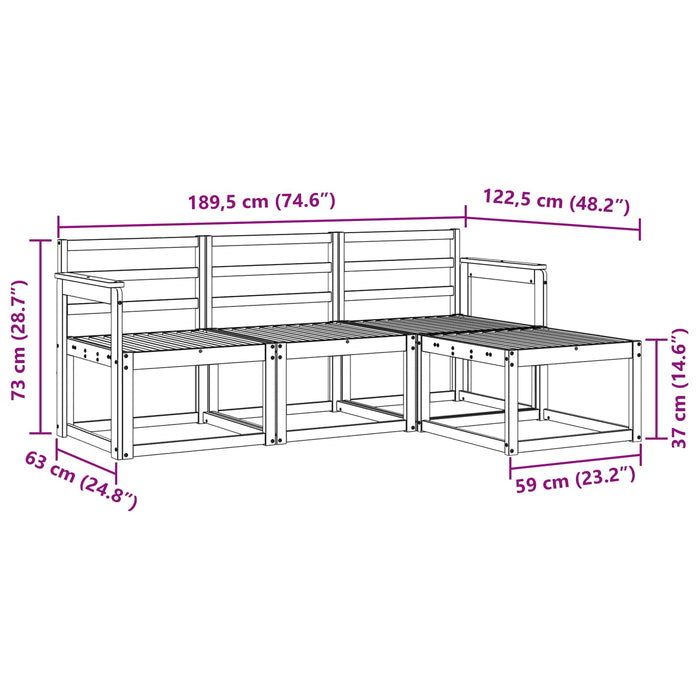 Set de canapele de exterior 4 pcs Alb 189,5 x 122,5 x 73 cm WALTI
