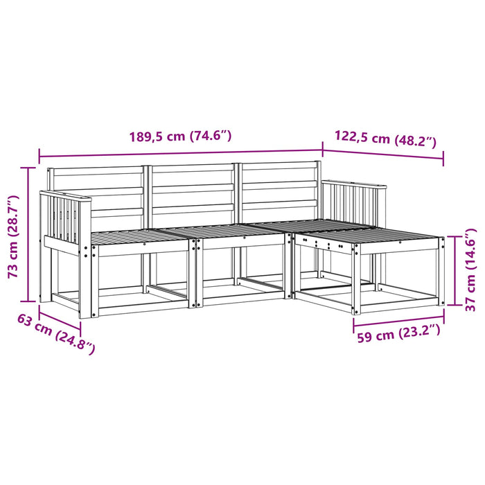 Set de canapele de exterior 4 pcs Alb 189,5 x 122,5 x 73 cm WALTI