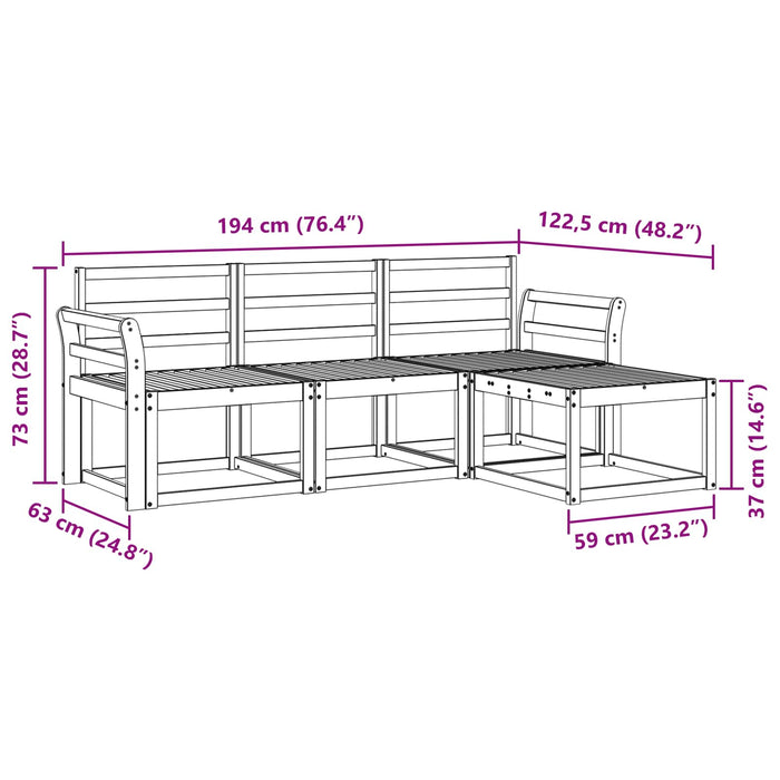 Set de canapele de exterior 4 pcs Alb 194 x 122,5 x 73 cm WALTI