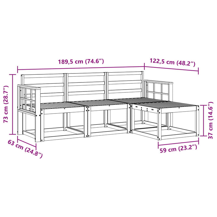 Set de canapele de exterior 4 pcs Alb 189,5 x 122,5 x 73 cm WALTI