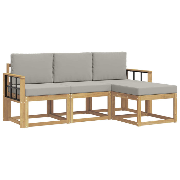 Set de canapele de exterior 4 pcs Alb și gri deschis WALTI