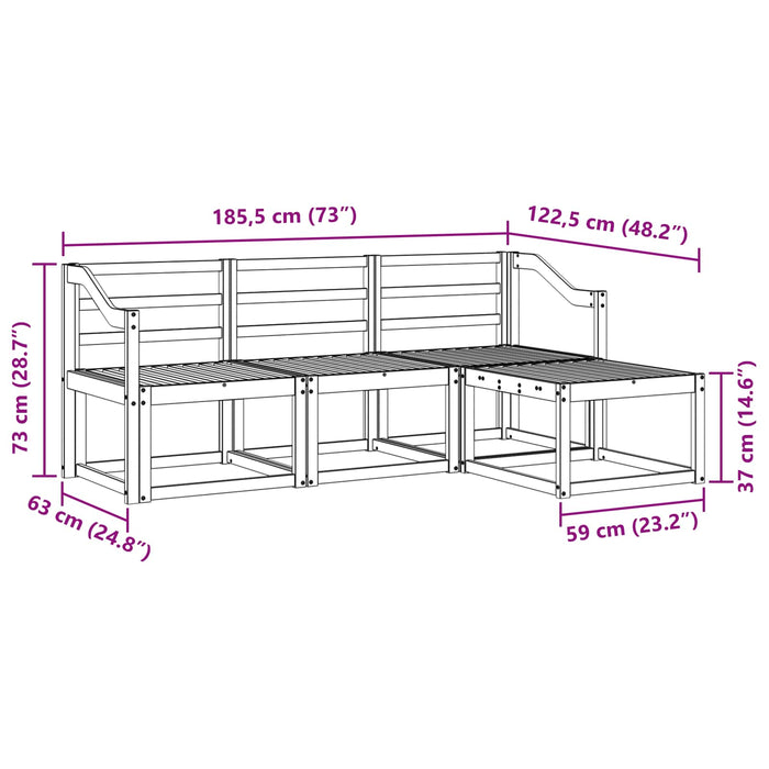 Set de canapele de exterior 4 pcs Alb 185,5 x 122,5 x 73 cm WALTI