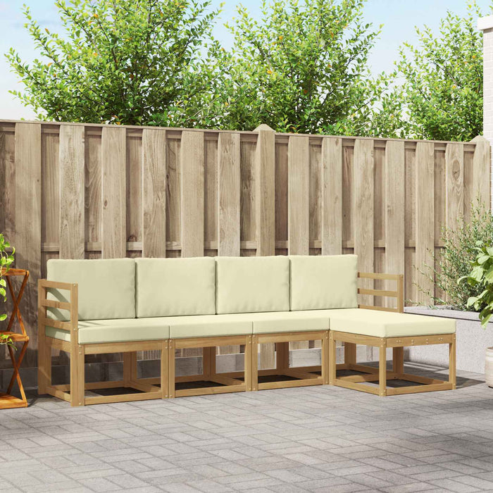 Set de canapele de exterior cu pernă 5 pcs Alb și crem WALTI