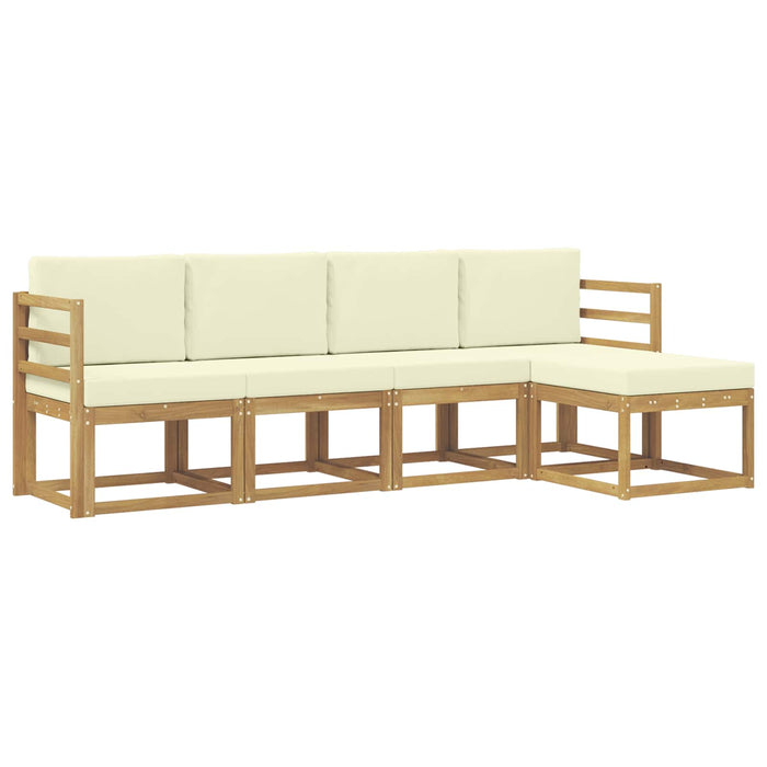 Set de canapele de exterior cu pernă 5 pcs Alb și crem WALTI