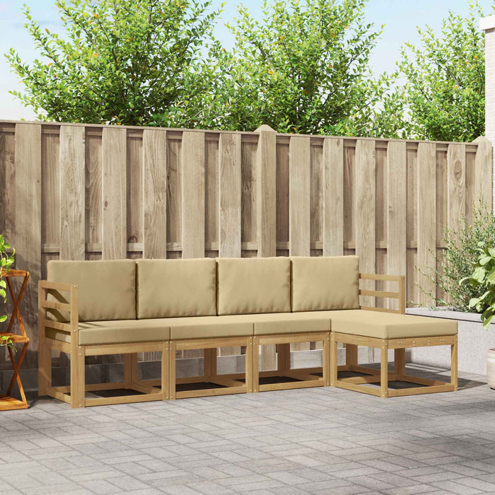 Set de canapele de exterior cu pernă 5 pcs Alb și Bej WALTI