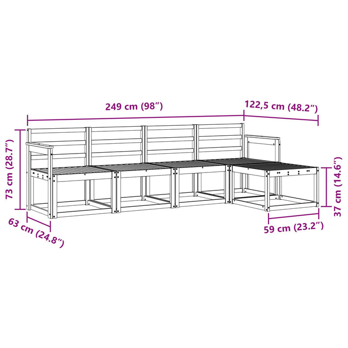 Set de canapele de exterior 5 pcs Alb 249 x 122,5 x 73 cm WALTI