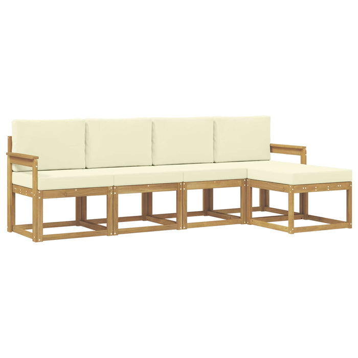 Set de canapele de exterior cu pernă 5 pcs Alb și crem WALTI