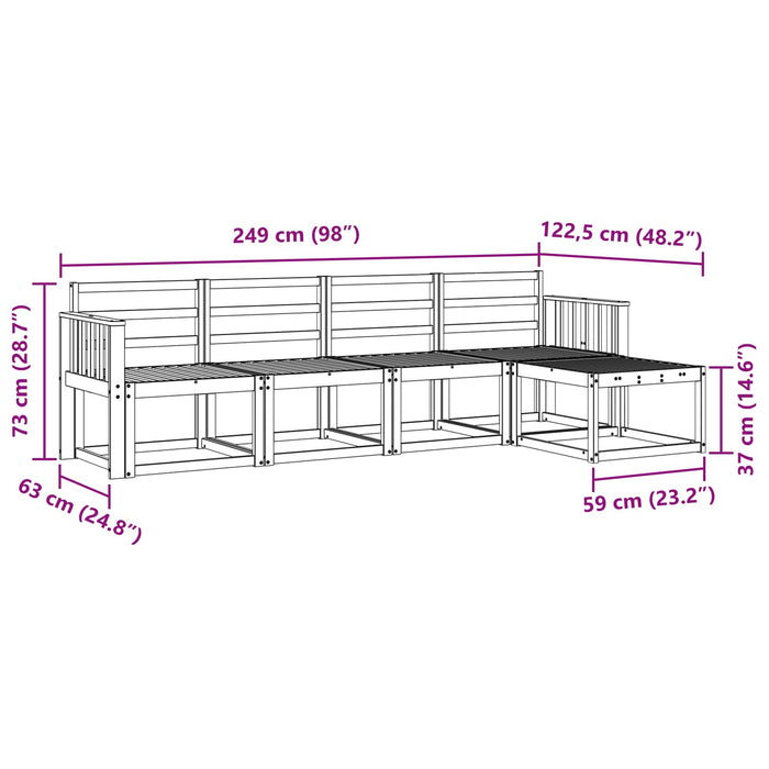 Set de canapele de exterior 5 pcs Alb 249 x 122,5 x 73 cm - WALTI WALTI