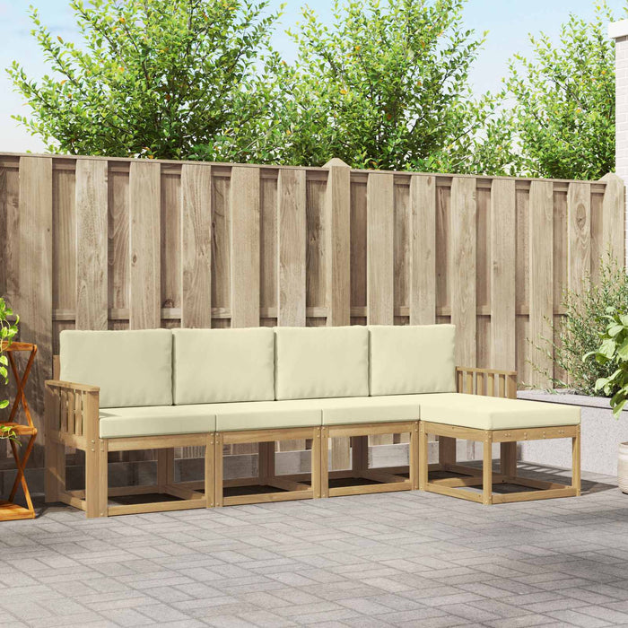 Set de canapele de exterior cu pernă 5 pcs Alb și crem WALTI