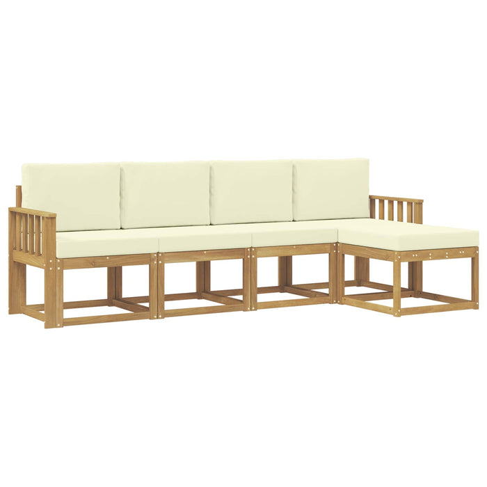 Set de canapele de exterior cu pernă 5 pcs Alb și crem WALTI