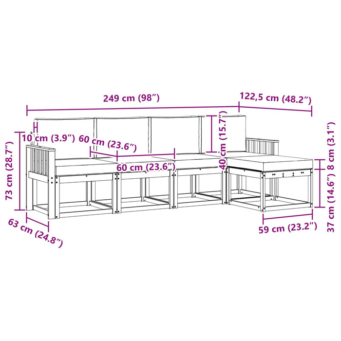 Set de canapele de exterior 5 pcs Alb și gri deschis WALTI