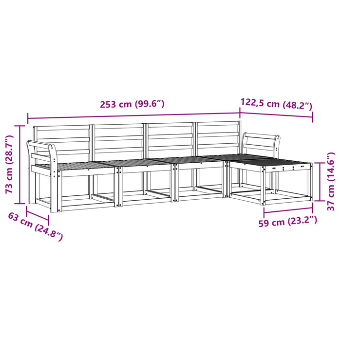 Set de canapele de exterior 5 pcs Alb 253 x 122,5 x 73 cm - WALTI WALTI