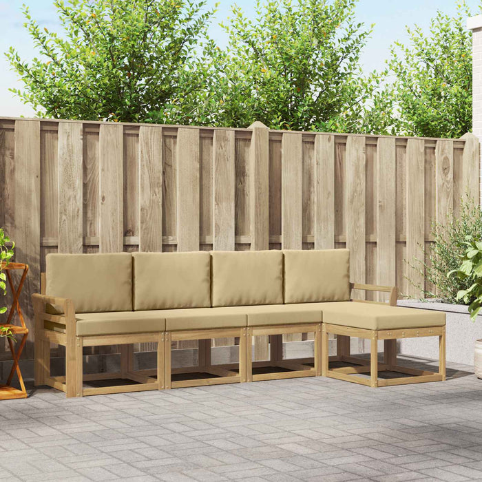 Set de canapele de exterior cu pernă 5 pcs Alb și Bej WALTI