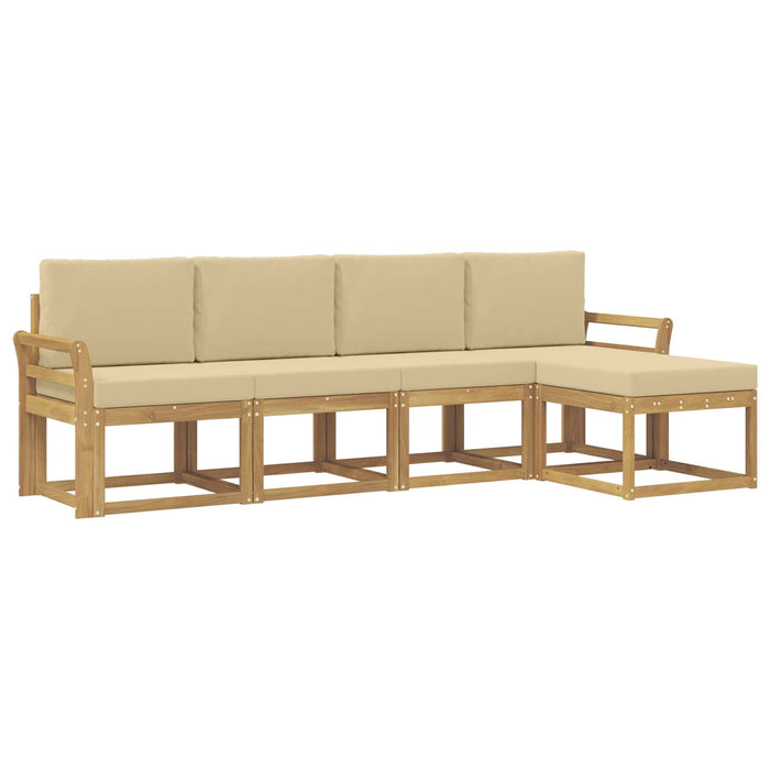 Set de canapele de exterior cu pernă 5 pcs Alb și Bej WALTI
