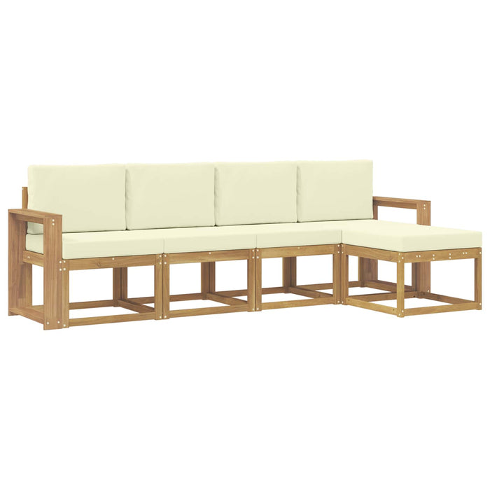 Set de canapele de exterior cu pernă 5 pcs Alb și crem WALTI