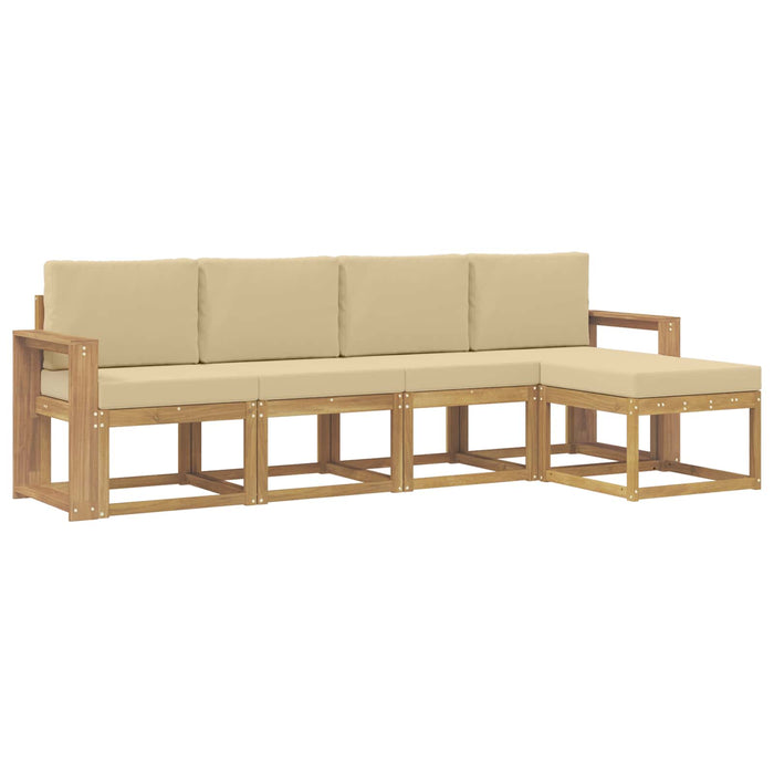 Set de canapele de exterior cu pernă 5 pcs Alb și Bej WALTI