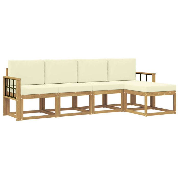 Set de canapele de exterior cu pernă 5 pcs Alb și crem WALTI