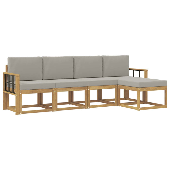 Set de canapele de exterior 5 pcs Alb și gri deschis WALTI