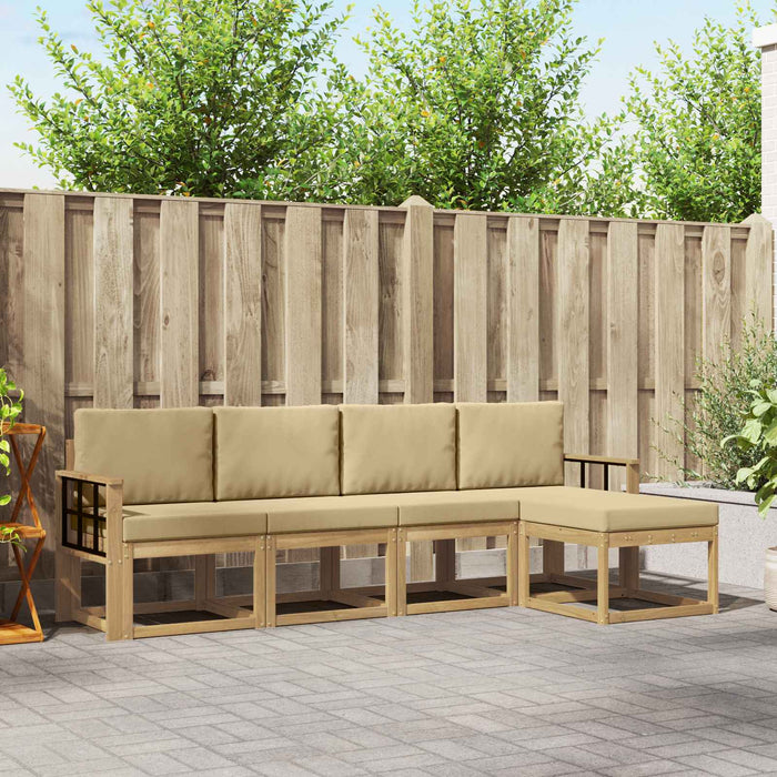 Set de canapele de exterior cu pernă 5 pcs Alb și Bej WALTI