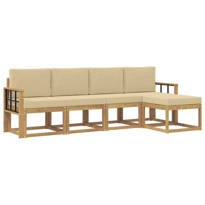 Set de canapele de exterior cu pernă 5 pcs Alb și Bej WALTI