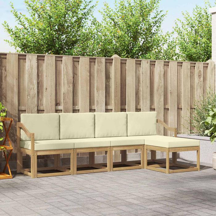 Set de canapele de exterior cu pernă 5 pcs Alb și crem WALTI