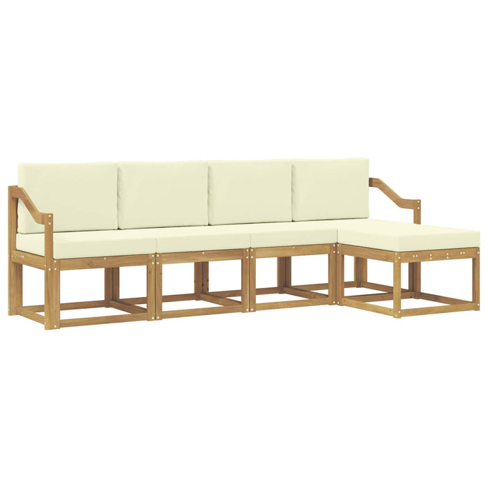 Set de canapele de exterior cu pernă 5 pcs Alb și crem WALTI
