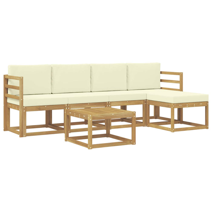 Set de canapele de exterior cu pernă 6 pcs Alb și crem WALTI