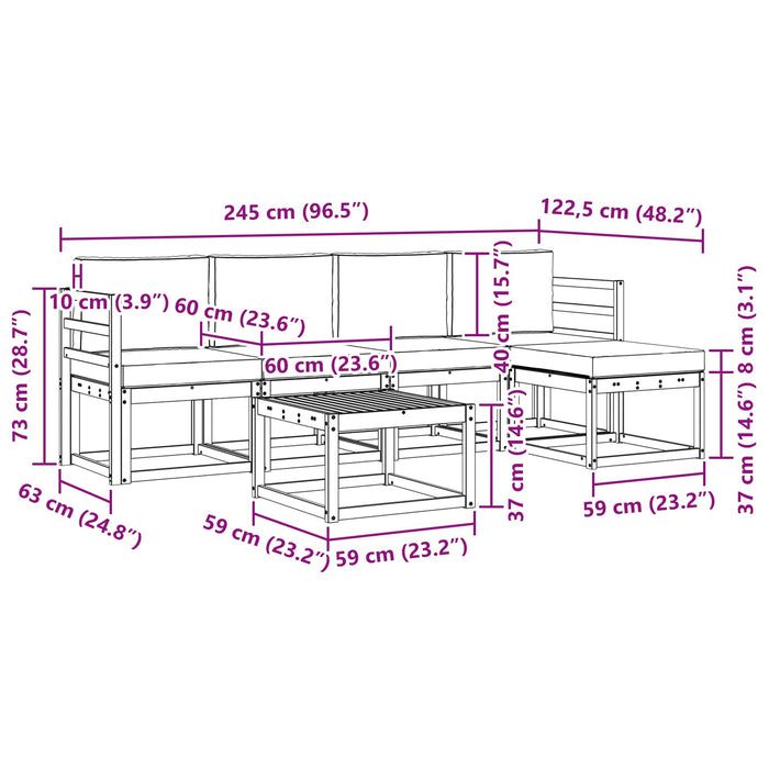 Set de canapele de exterior 6 pcs Alb și gri deschis WALTI