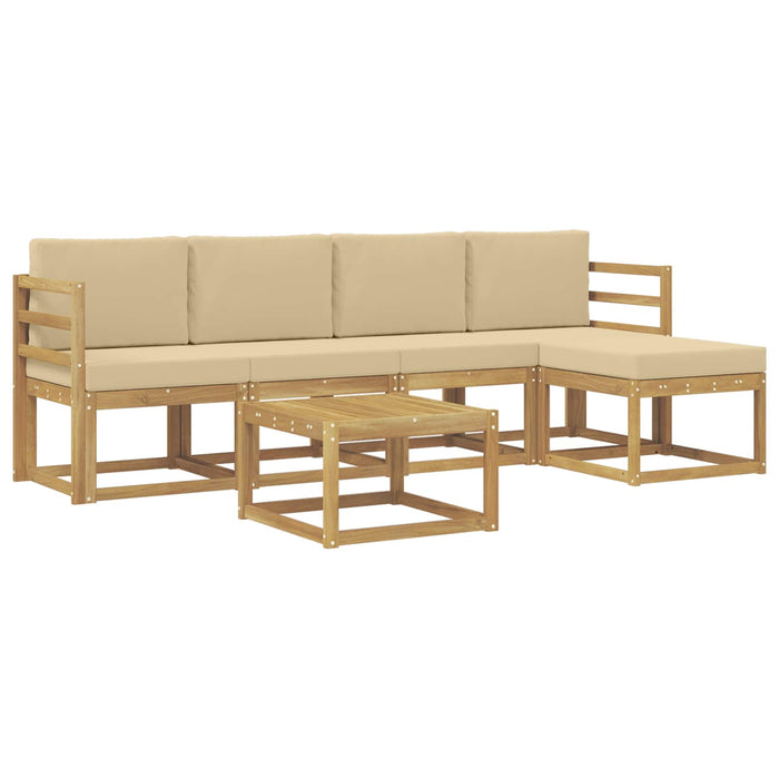 Set de canapele de exterior cu pernă 6 pcs Alb și Bej WALTI
