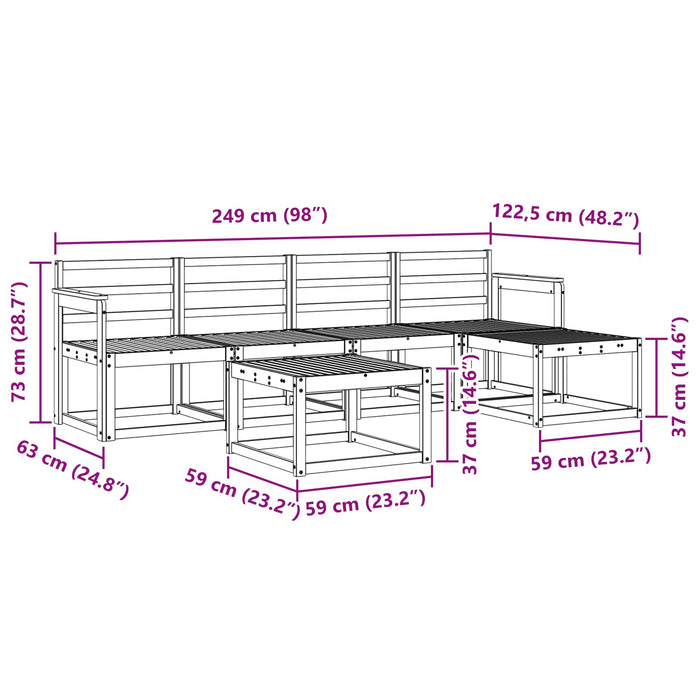 Set de canapele de exterior 6 pcs Alb 59 x 59 x 37 cm WALTI
