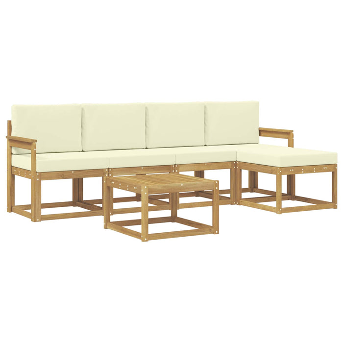 Set de canapele de exterior cu pernă 6 pcs Alb și crem WALTI