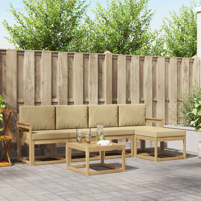 Set de canapele de exterior cu pernă 6 pcs Alb și Bej WALTI