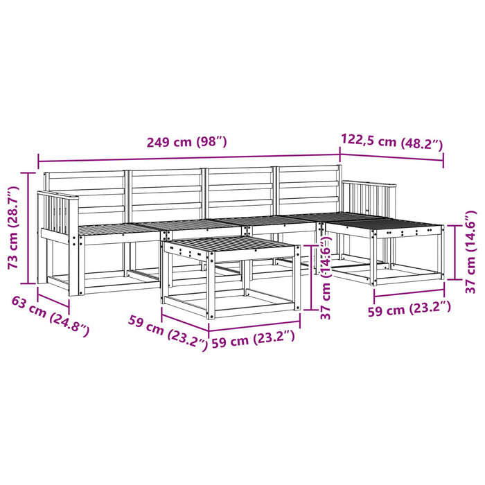 Set de canapele de exterior 6 pcs Alb 59 x 59 x 37 cm - WALTI WALTI