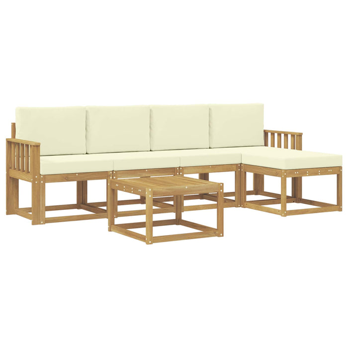 Set de canapele de exterior cu pernă 6 pcs Alb și crem WALTI