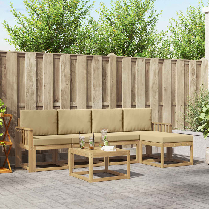 Set de canapele de exterior cu pernă 6 pcs Alb și Bej WALTI