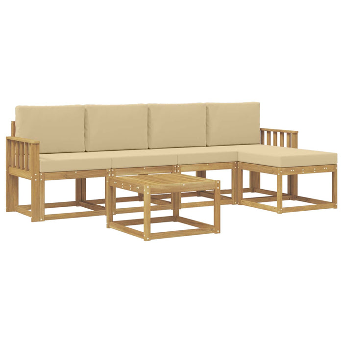 Set de canapele de exterior cu pernă 6 pcs Alb și Bej WALTI